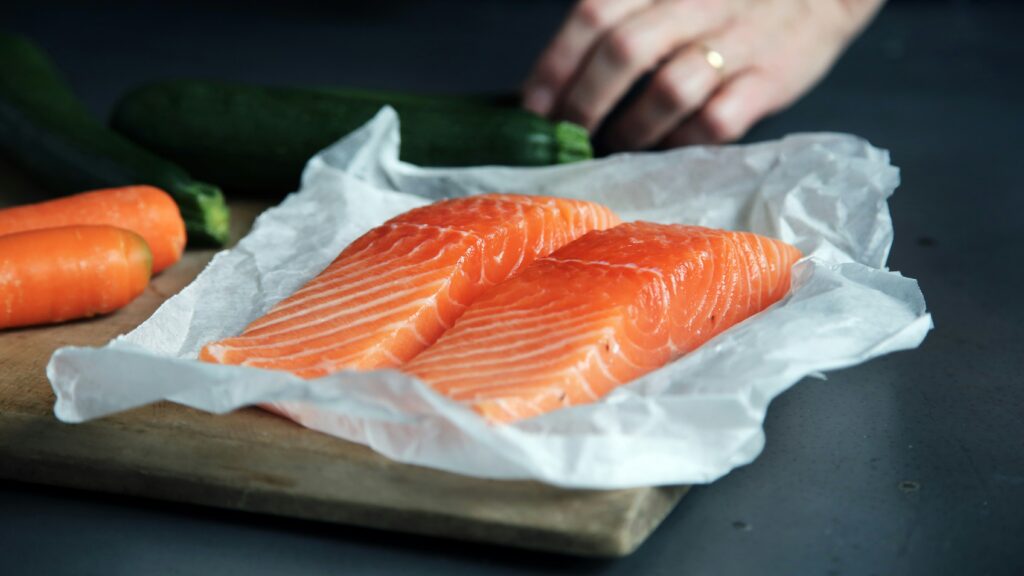 Salmon which is a fatty fish, rich in omega-3 that has stress reducing benefits.
